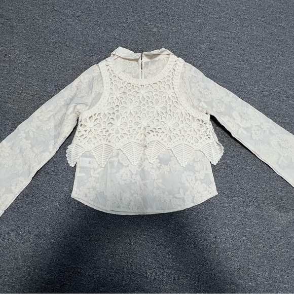 Zara White Lace Blouse 2pc - Picture 4 of 6
